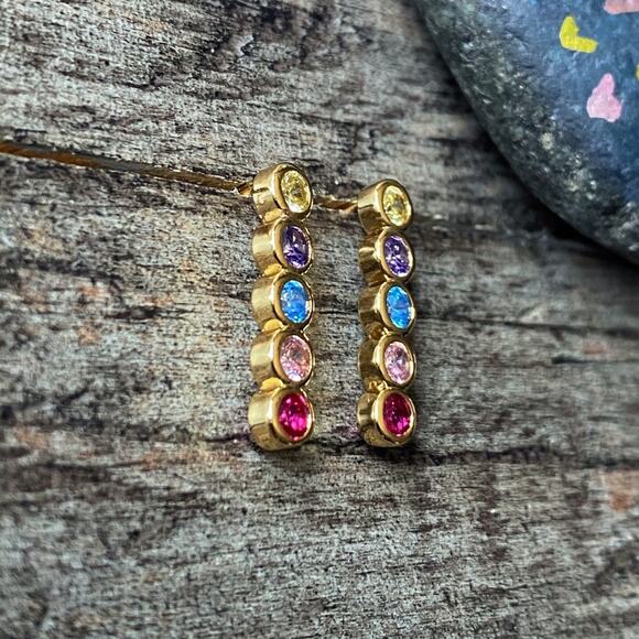 NEW Rainbow Gem Line Earrings - Picture 6 of 9